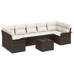 Ensemble de Canapé de Jardin 8 Pièces avec Coussins Marron Poly Rattan