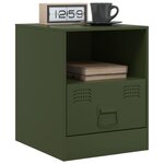 vidaXL Table de chevet vert olive 34 5x39x44 cm acier