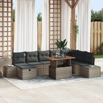 vidaXL Ensemble de Salle à Manger de Jardin de 9 Pièces avec Coussins en Gris Poly Rattan Acacia