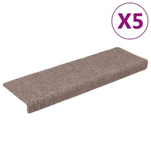 vidaXL Tapis d'escalier autocollants 5 pièces 65 x 21 x 4 cm Crème Bord rectangulaire