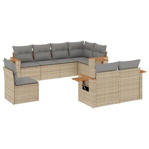 vidaXL Salon de jardin avec coussins 8 Pièces beige résine tressée