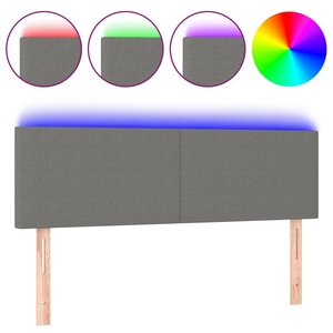 vidaXL Tête de lit à LED Gris foncé 144x5x78/88 cm Tissu