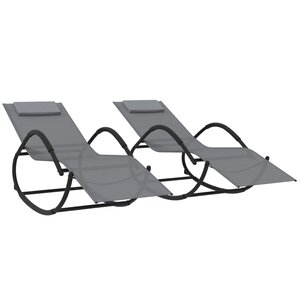 vidaXL Chaises longues à bascule 2 Pièces Gris Acier et textilène