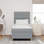 vidaXL Lit à ressorts avec matelas Gris clair 100 x 200 cm tissu