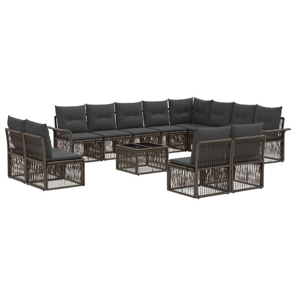 vidaXL Ensemble de canapé de jardin 13 Pièces Gris polyrotin