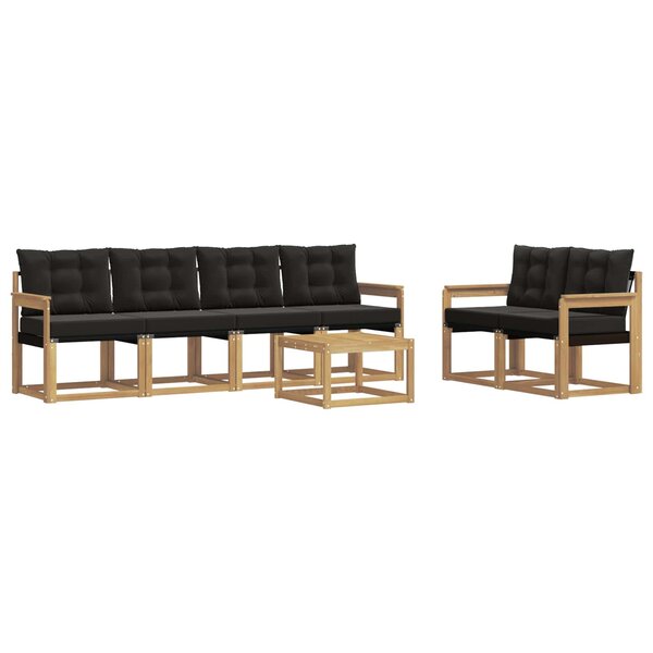 vidaXL Ensemble de canapés d'extérieur 7 pc Blanc et noir
