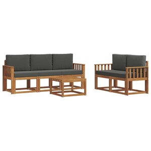 vidaXL Ensemble de canapés d'extérieur 6 pc Naturel et Anthracite