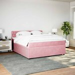 vidaXL Sommier à lattes de lit avec matelas Rose 180x200 cm Velours