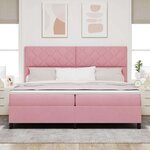 vidaXL Lit à ressorts avec matelas Rose 200 x 200 cm tissu
