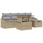 vidaXL Canapé de jardin 6 pièces avec coussins en beige en poly rotin