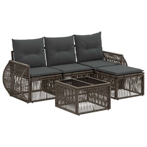 vidaXL Ensemble de canapé de jardin 5 Pièces Gris et Gris foncé polyrotin
