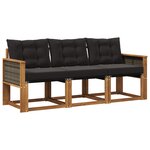 vidaXL Ensemble de canapés d'extérieur 3 pc Naturel et noir