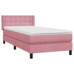 vidaXL Sommier à lattes de lit avec matelas rose 90x220 cm velours