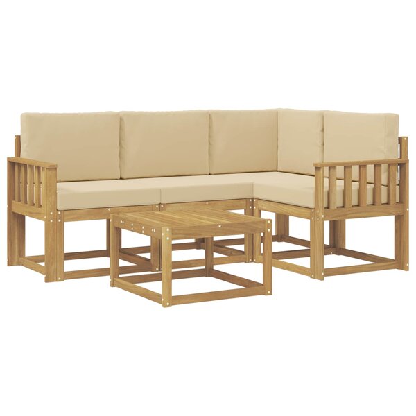 vidaXL Ensemble de canapés d'extérieur 5 pc Blanc et Beige
