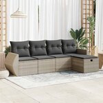 vidaXL Salon de jardin 5 Pièces avec coussins gris clair résine tressée