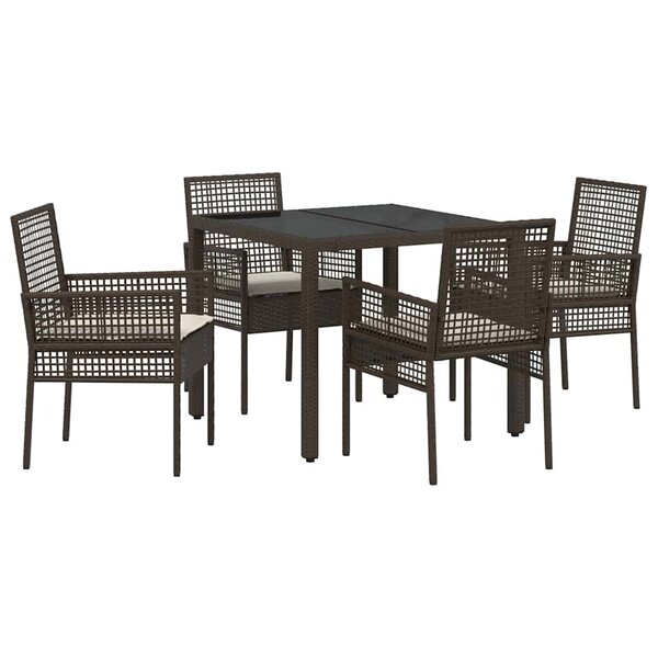 vidaXL Ensemble de salle à manger pour jardin 5 Pièces Marron Poly rotin