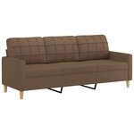 vidaXL Canapé 3 places avec oreillers décoratifs marron 180 cm tissu
