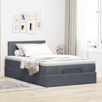 vidaXL Cadre de lit ottoman et matelas gris foncé 120x200 cm velours