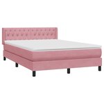 vidaXL Sommier à lattes de lit avec matelas rose 140x210 cm velours