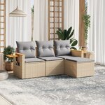 vidaXL Salon de jardin avec coussins 4 Pièces beige résine tressée