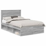 vidaXL Cadre de lit Gris Sonoma 135 x 190 cm Bois de pin massif