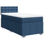 vidaXL Sommier à lattes de lit avec matelas Bleu 90x200 cm Tissu