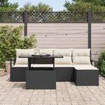 vidaXL Ensemble de canapé de jardin 6 Pièces Noir et Crème polyrotin