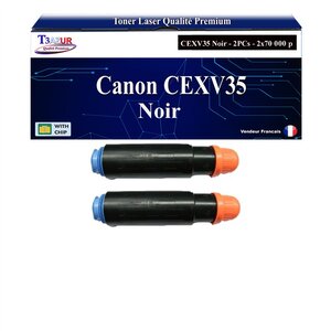 T3AZUR -2x Toners compatibles avec Canon IR Advance DX8705 DX8786 DX8795 DX8905i DX8986i DX8995i remplace Canon CEXV35 (3764B002) Noir - 70 000 pages