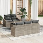 vidaXL Ensemble de Canapé de Jardin 6 Pièces avec Coussins Gris Clair Rattan Poly