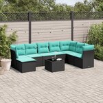 vidaXL Salon de jardin 9 Pièces avec coussins noir résine tressée