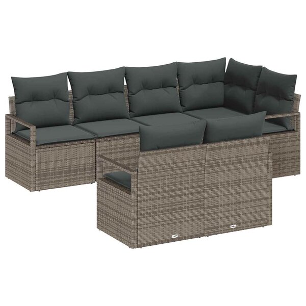 vidaXL Ensemble de canapé de jardin 7 Pièces Gris Poly rotin