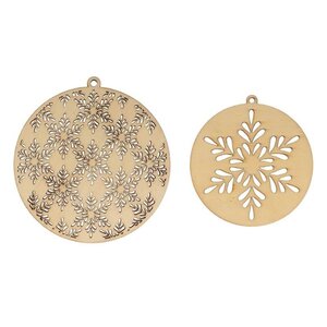 2 médaillons en bois ronds Ø 10 cm et 21 cm - Flocons