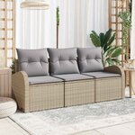 vidaXL Ensemble de canapé de jardin 3 Pièces beige et gris clair
