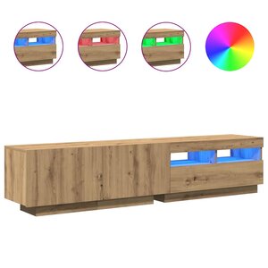 vidaXL Meuble TV avec lumières LED chêne artisanal bois d'ingénierie