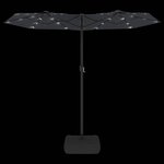 vidaXL Parasol de jardin à double tête avec LED noir 316x145 cm