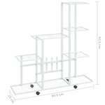 vidaXL Support pour plantes sur roues 94 5x25x92 5 cm Blanc Métal