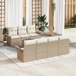 vidaXL Ensemble de canapé de jardin 8 Pièces Beige  Crème 55 x 55 x 37 cm