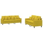 vidaXL Ensemble de canapés 2 Pièces avec coussins Jaune Velours