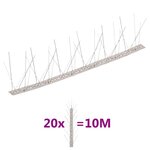 vidaXL Ensemble de 20 pointes à 5 rangées contre oiseaux Inox 10 m