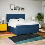 vidaXL Sommier à lattes de lit avec matelas Bleu 200x200 cm Tissu