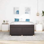 vidaXL Cadre de lit avec matelas Marron foncé 140 x 200 cm tissu