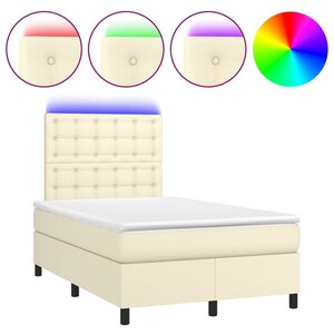 vidaXL Sommier à lattes de lit avec matelas et LED Crème 120x200 cm