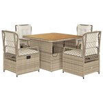 vidaXL Ensemble à manger de jardin avec coussins 5Pièces Beige poly rotin