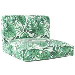 vidaXL Set de coussins de palette 2 pièces motif feuillage en tissu Oxford
