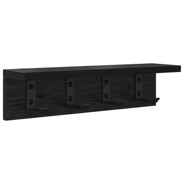 vidaXL Porte-manteau mural avec étagère Chêne noir 40 x 10.5 x 10.5 cm