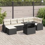 vidaXL Ensemble de canapé de jardin de 8 pièces avec coussins en poly rotin noir