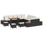 vidaXL Ensemble de canapé de jardin avec coussin 14 Pièces Noir et Crème