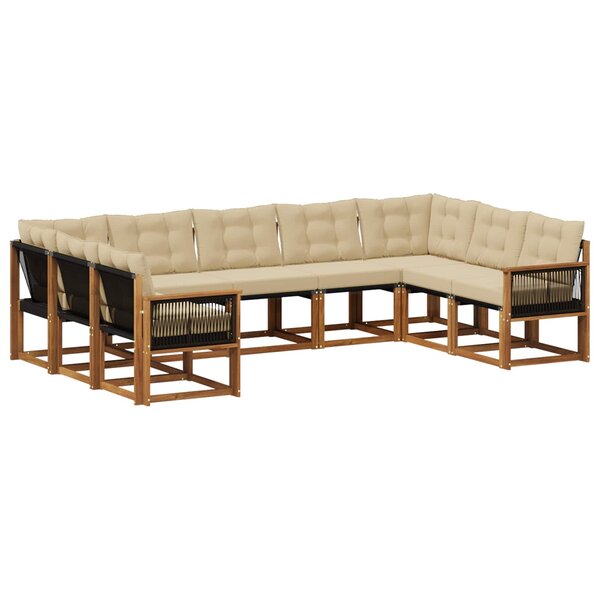 vidaXL Ensemble de canapés d'extérieur 9 pc Naturel et Beige