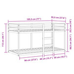 vidaXL Lit superposé avec rideaux blanc/noir 90x190 cm bois pin massif