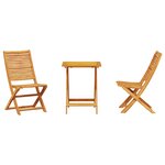 Ensemble de bistro pliable 3 pièces en bois d'acacia massif